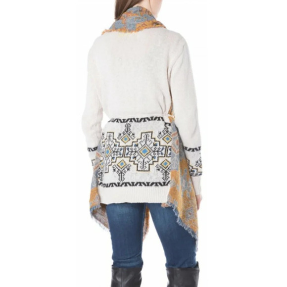 Desigual Drape Cardigan Womens Medium Aztec Southwestern Boho Open Front Artsy - Picture 2 of 16
